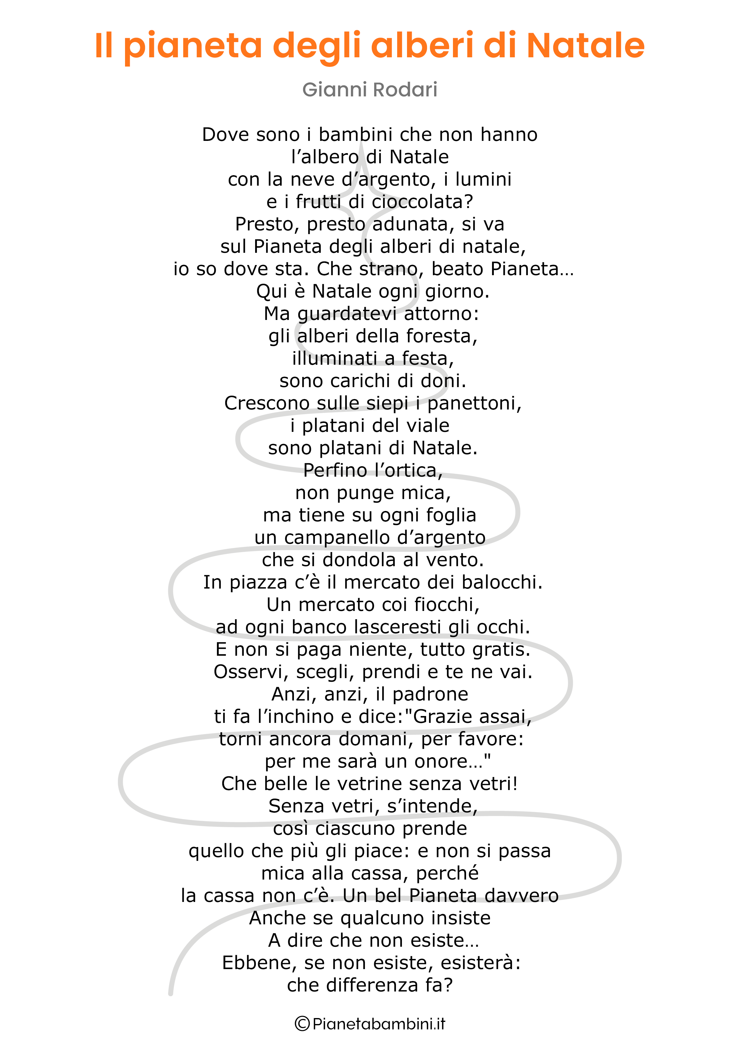Poesia Pianeta Degli Alberi Di Natale di Gianni Rodari da stampare