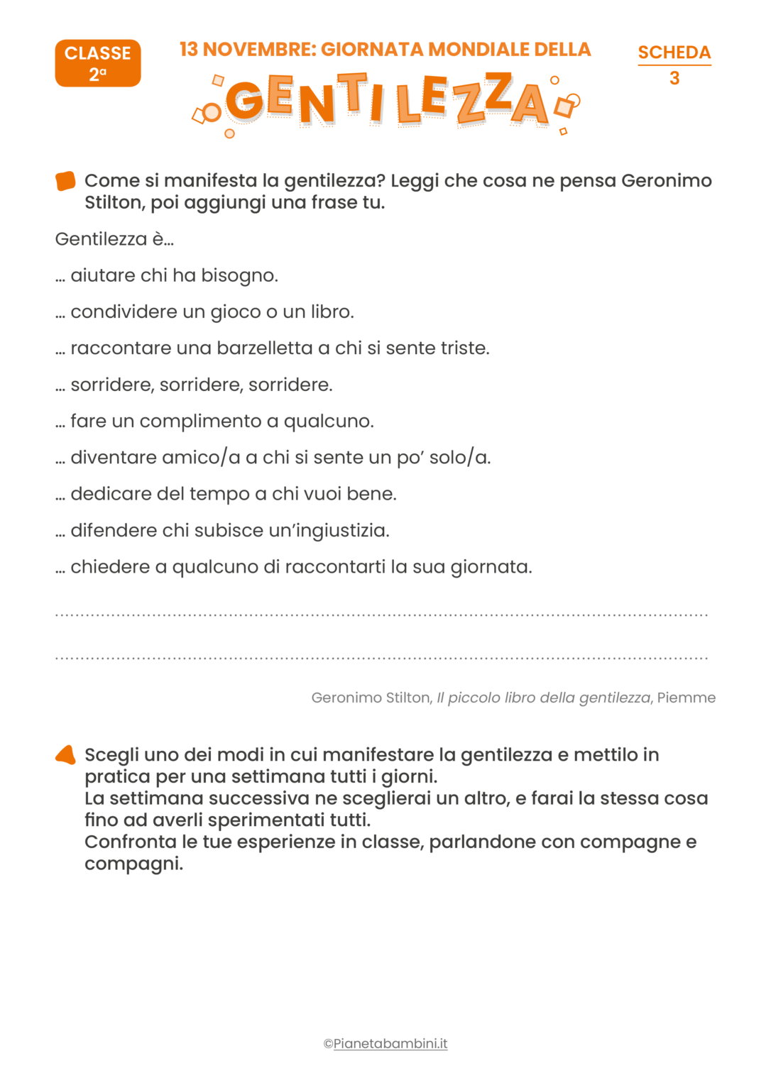 Giornata Della Gentilezza: Schede Didattiche Per La Scuola Primaria ...