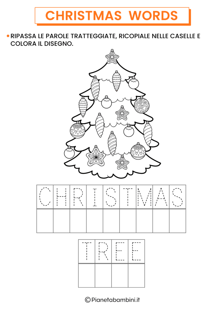 Schede sulle Parole del Natale in Inglese (Christmas Words)