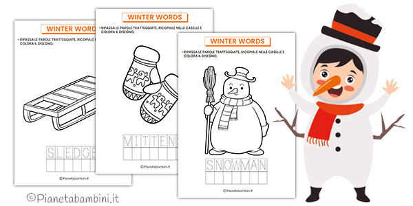 Schede sulle parole dell'inverno in inglese da stampare