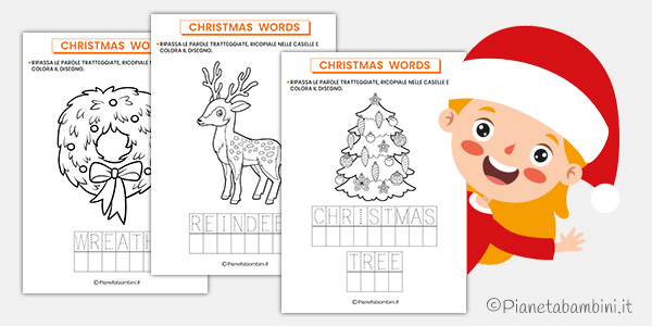 Christmas Words schede da stampare e completare