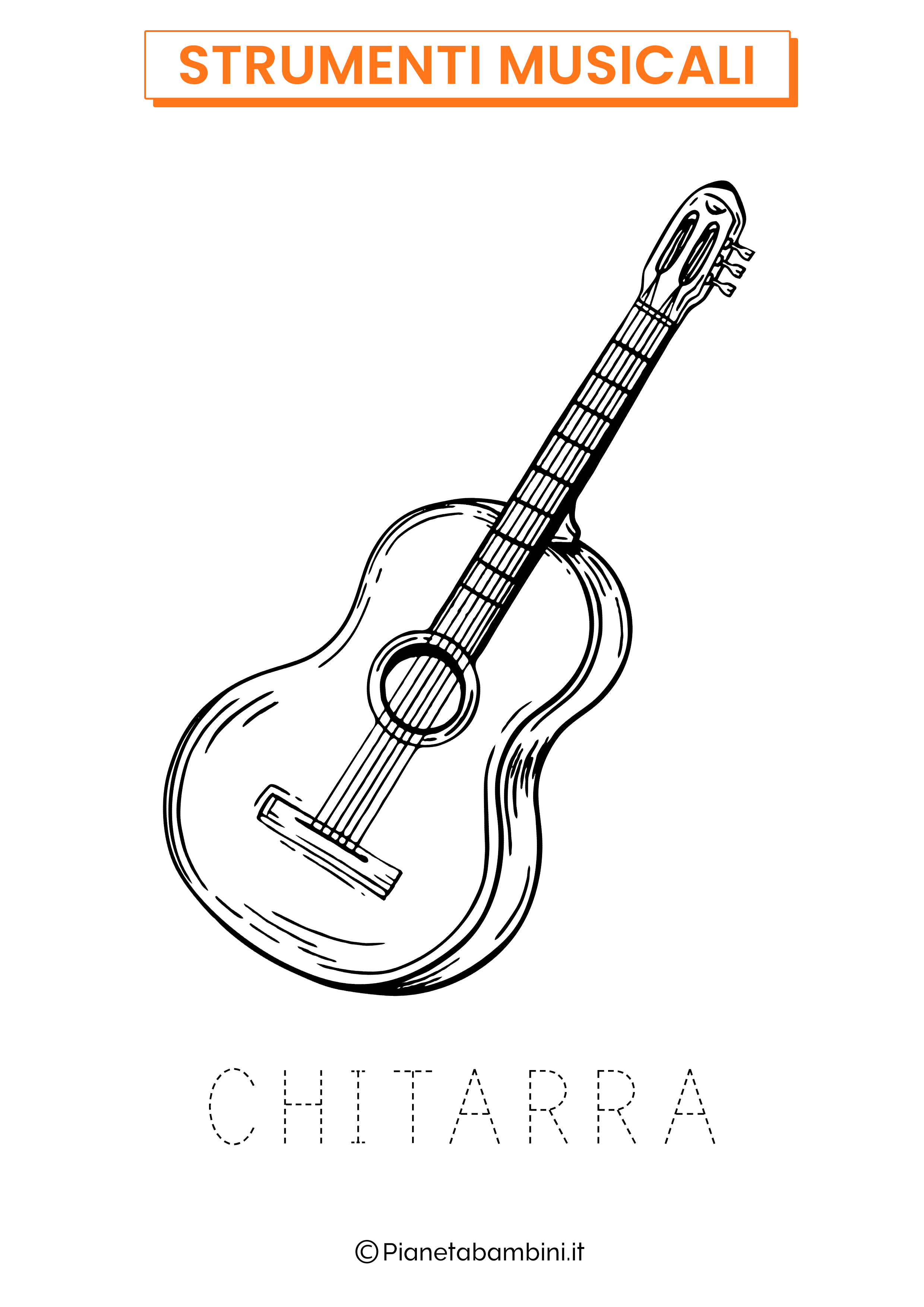 Disegno di chitarra da colorare