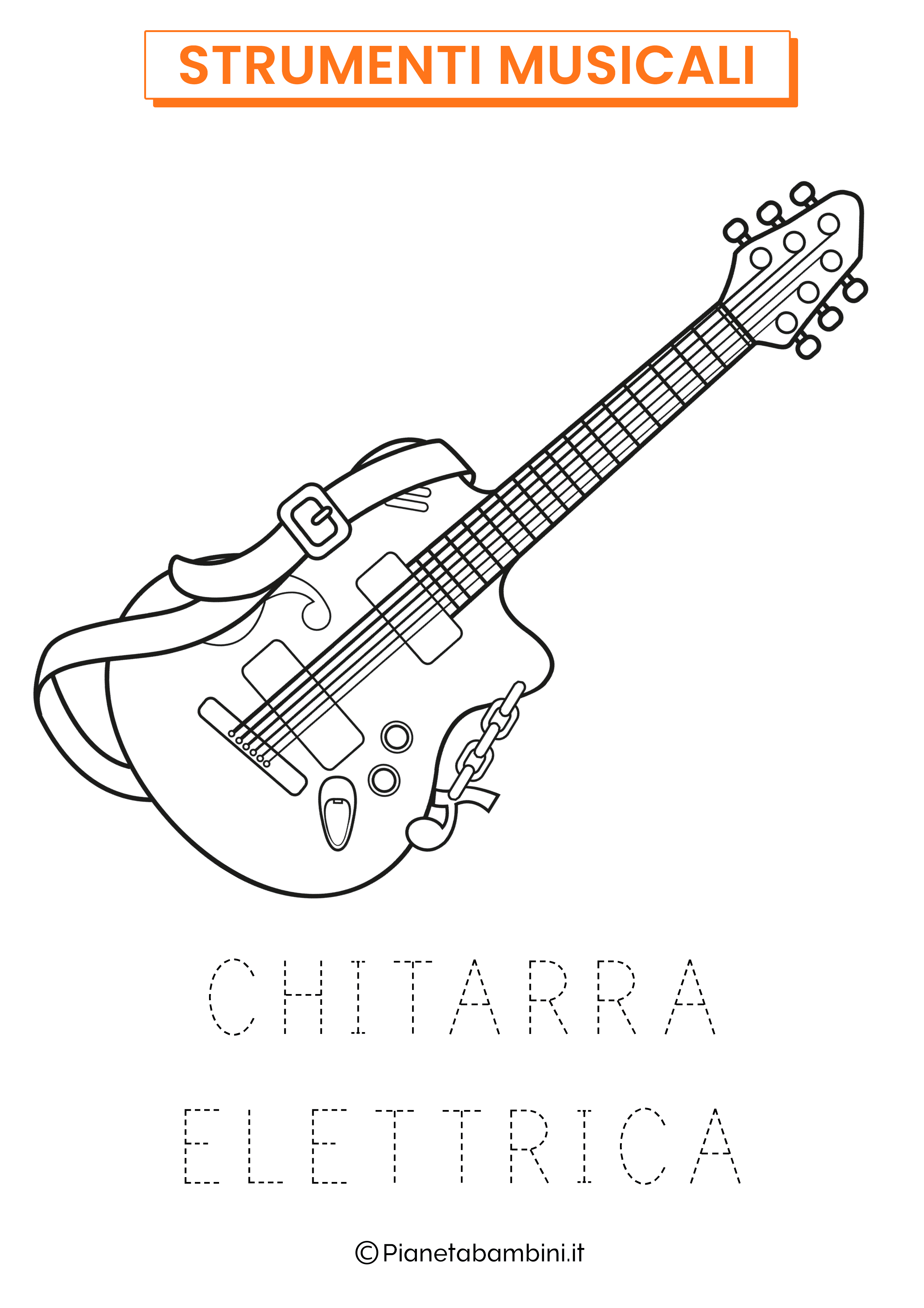 Disegno di chitarra elettrica da colorare