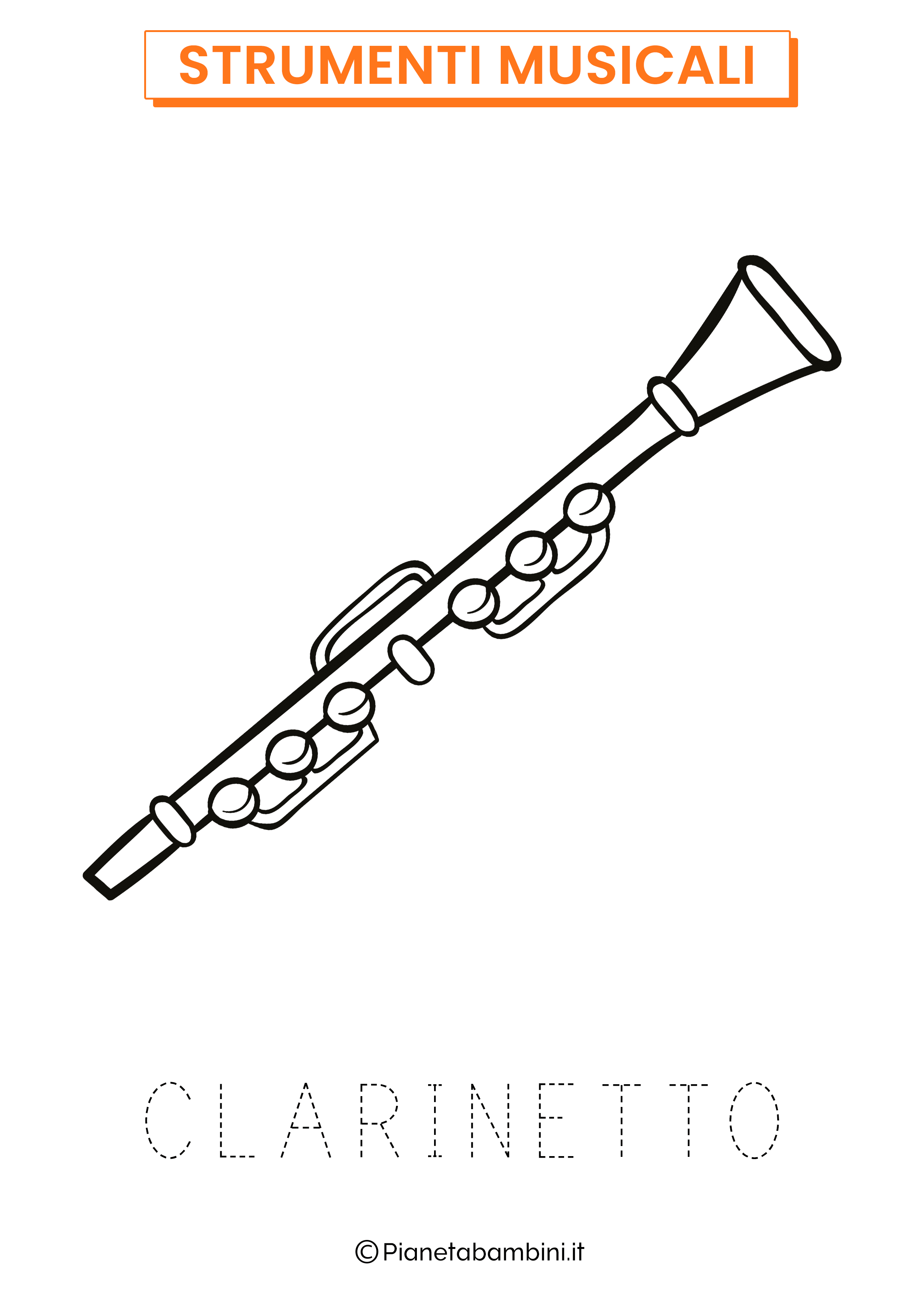 Disegno di clarinetto da colorare