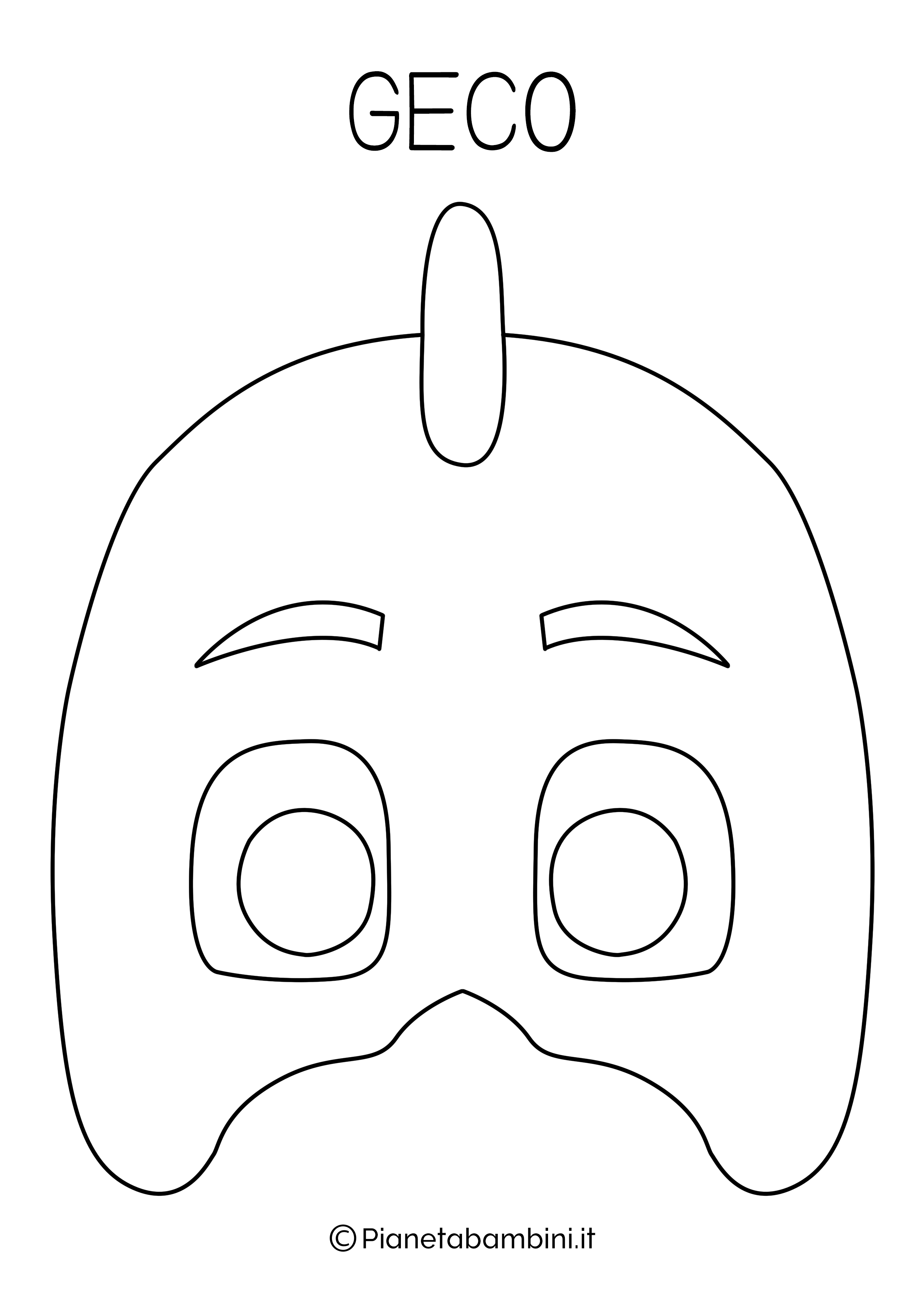 Maschera Geco Super Pigiamini da stampare e colorare