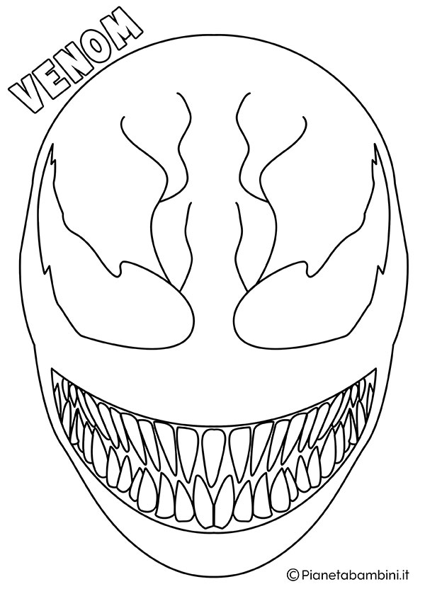 Maschera di Venom da colorare e stampare gratis per bambini