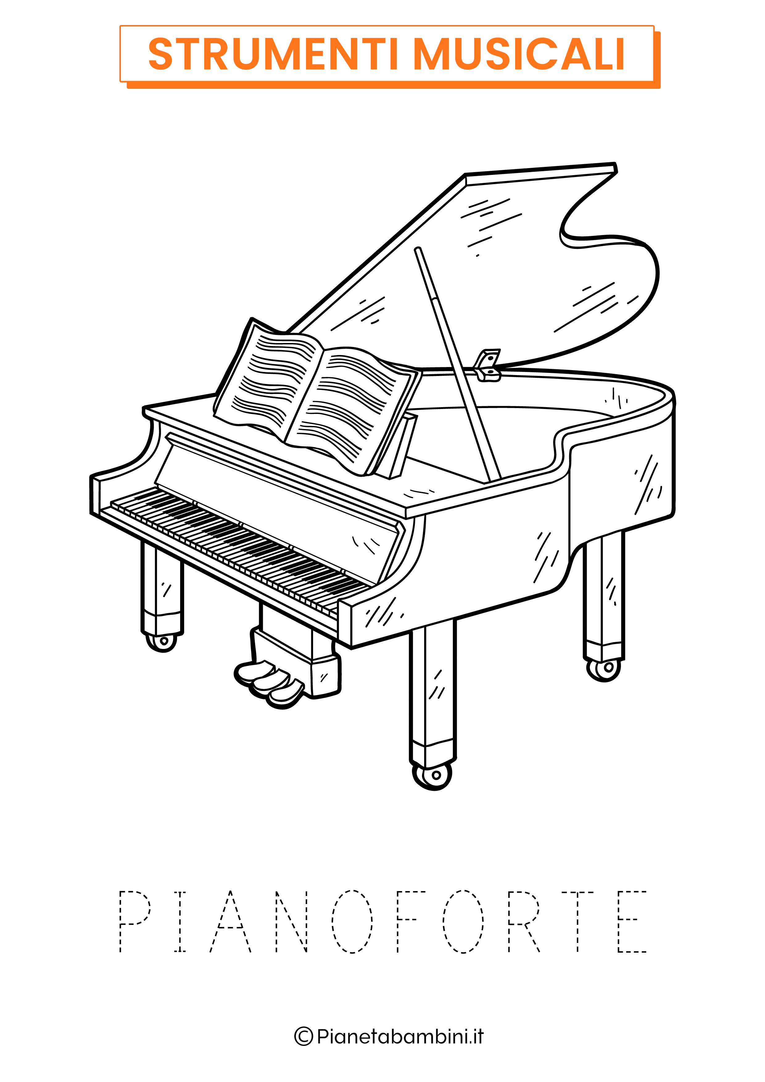 Disegno di pianoforte da colorare