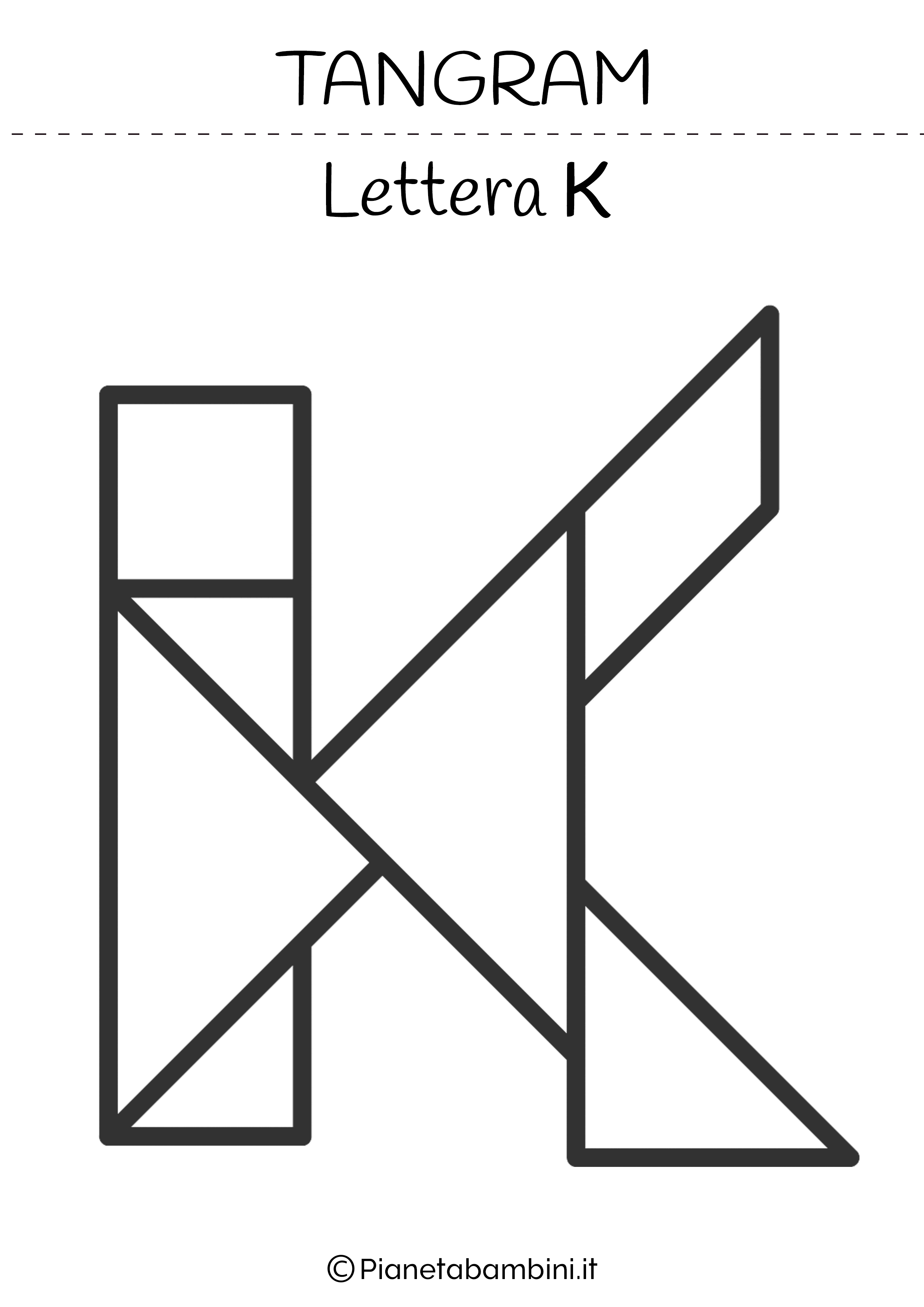 Tangram Lettera K da stampare