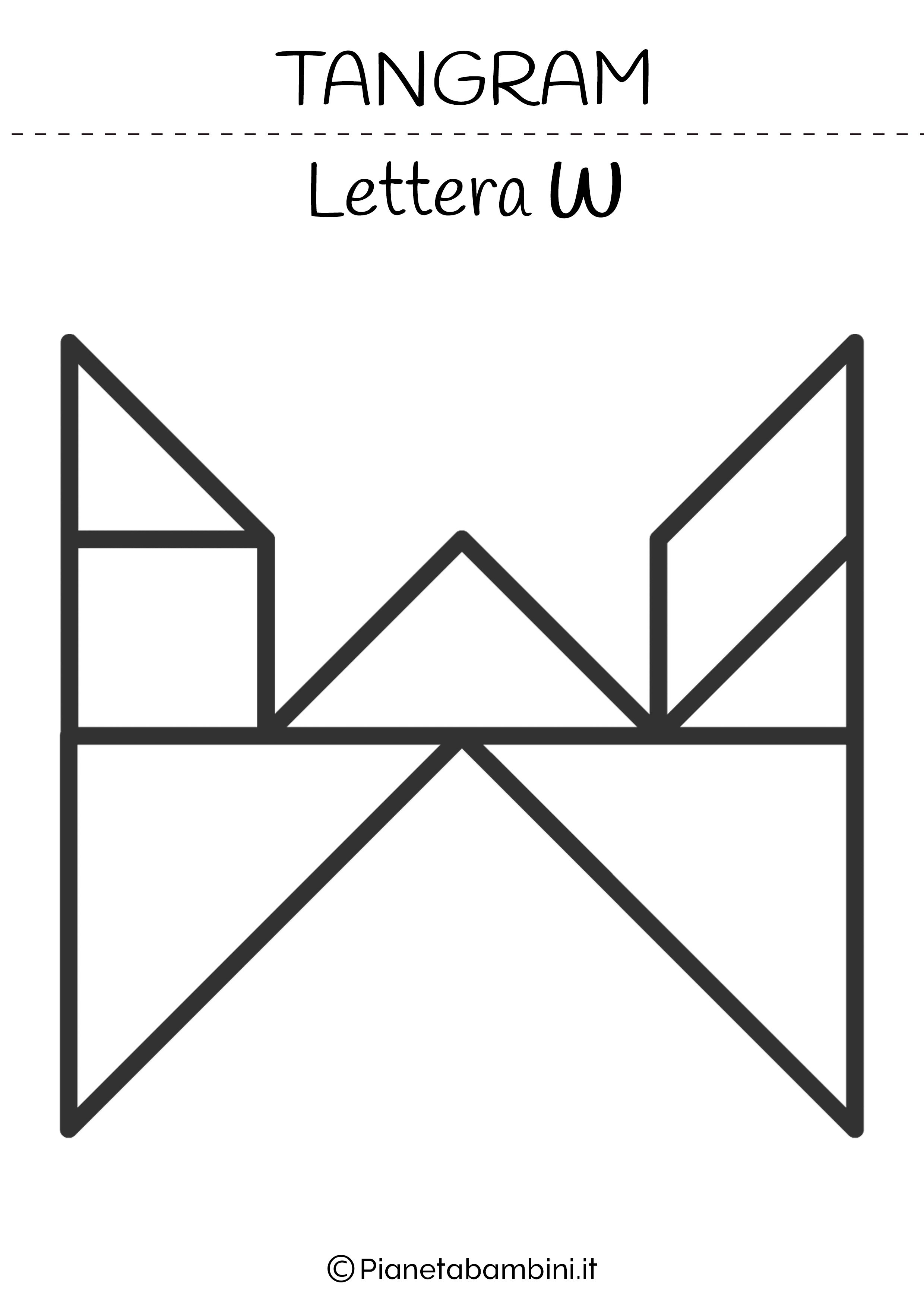 Tangram Lettera W da stampare