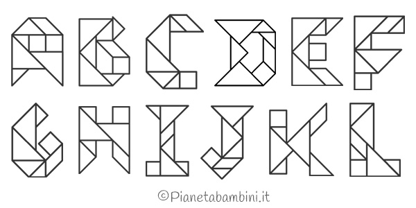 Tangram lettere dell'alfabeto da stampare