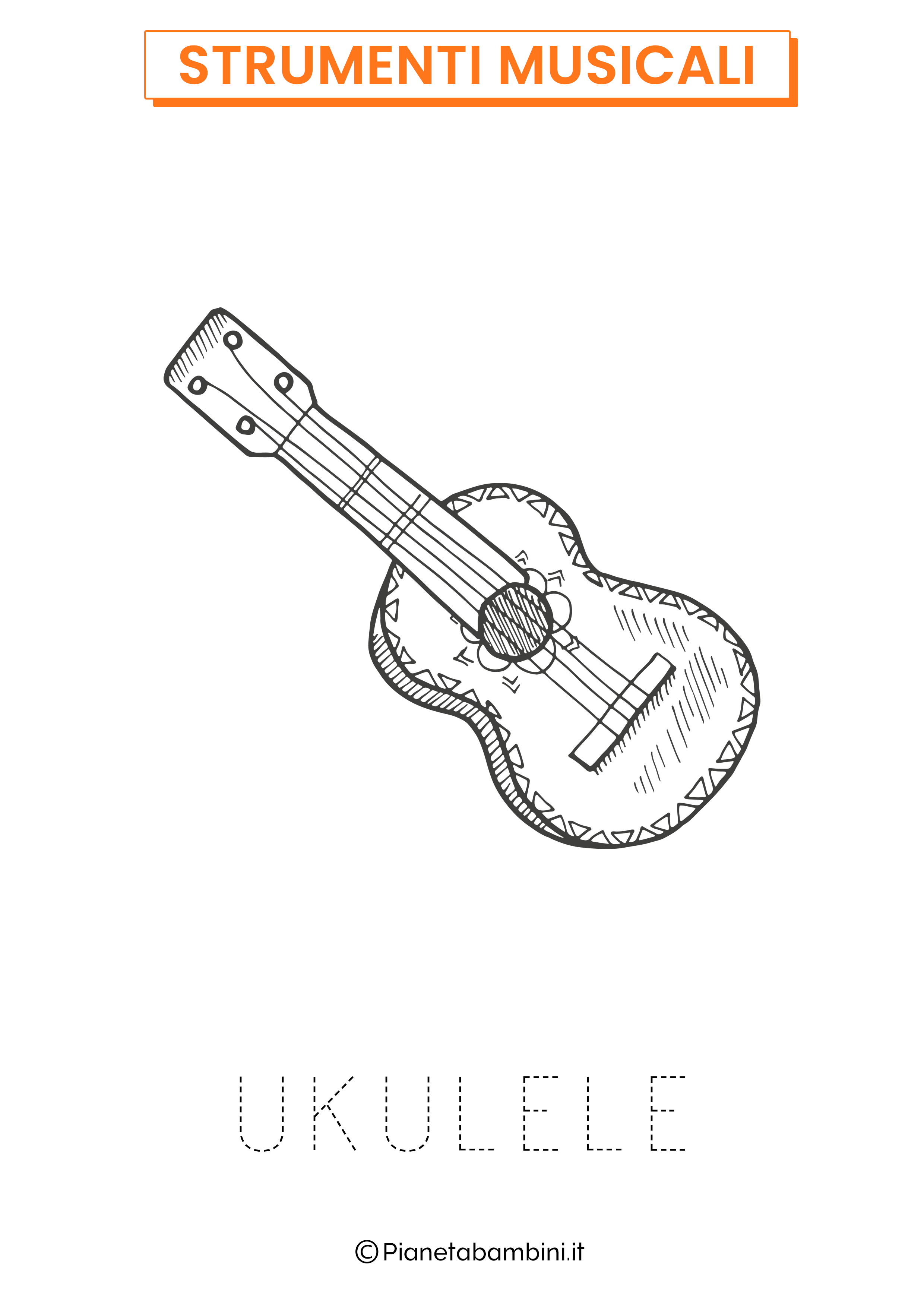 Disegno di ukulele da colorare