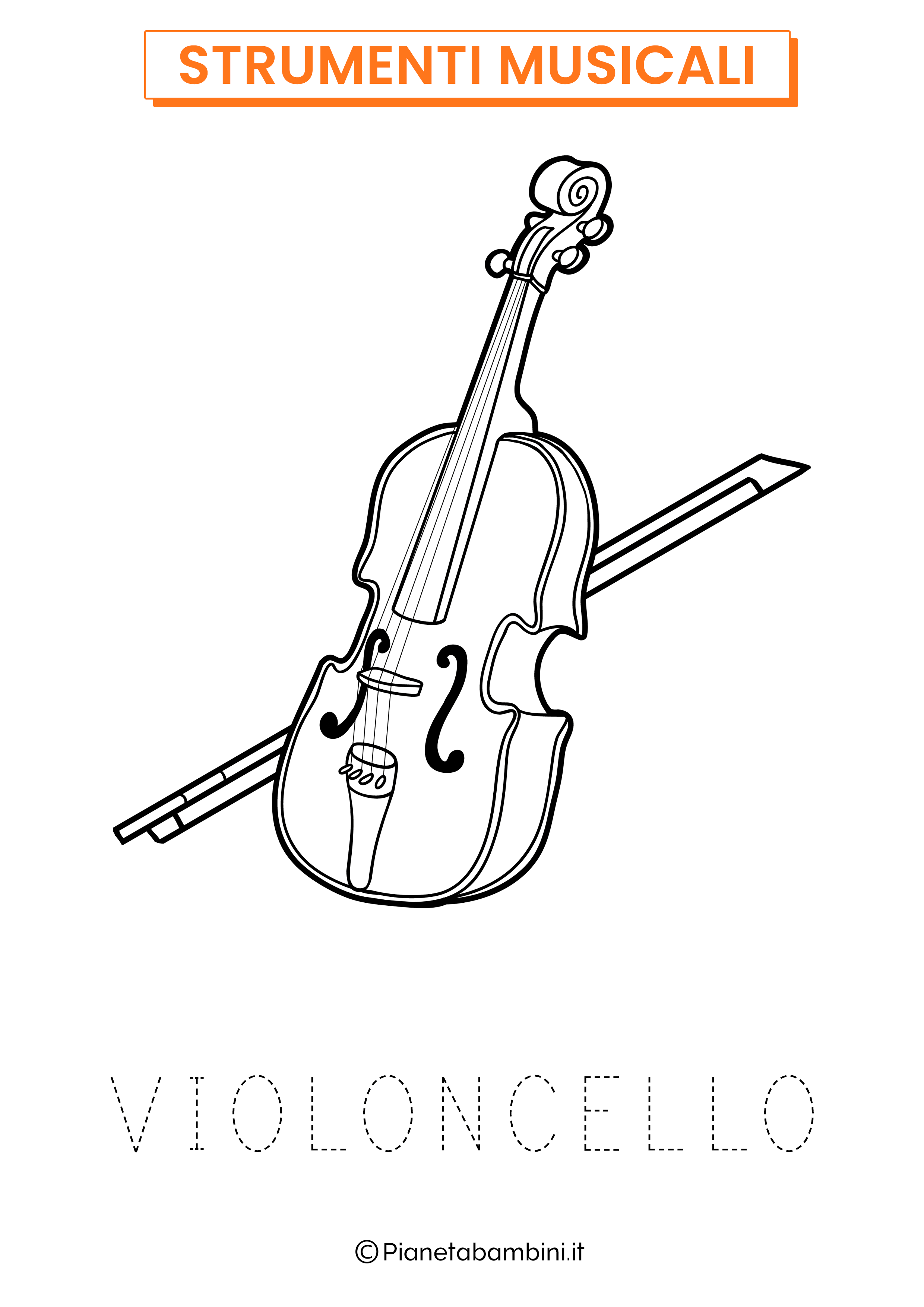 Disegno di violoncello da colorare