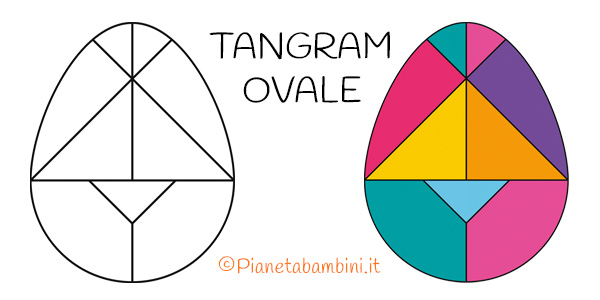 Tangram ovale da stampare da colorare o già colorato