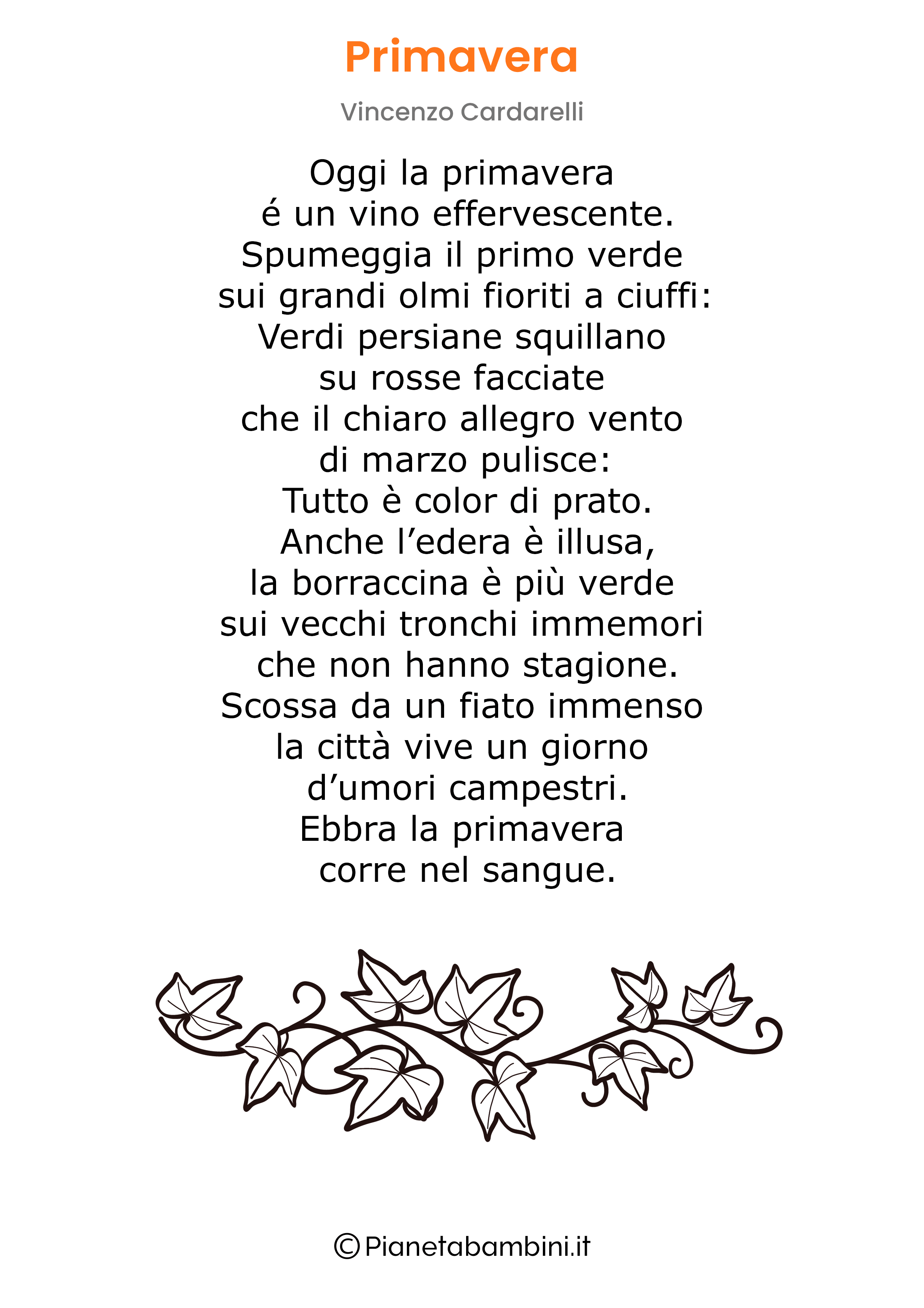 Poesia Vincenzo Cardarelli Primavera da stampare