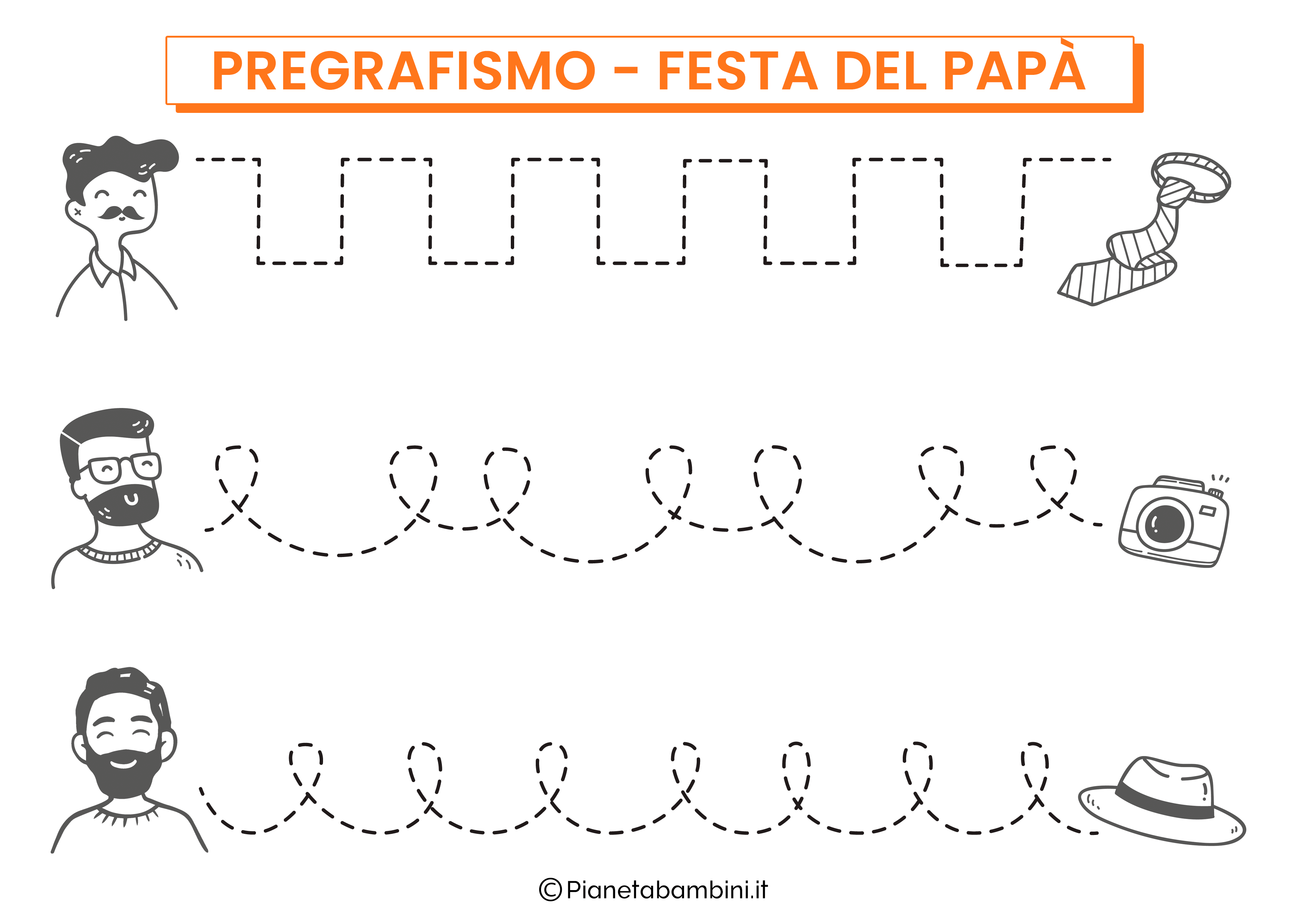 Scheda di pregrafismo sulla festa del papà con linee orizzontali 1