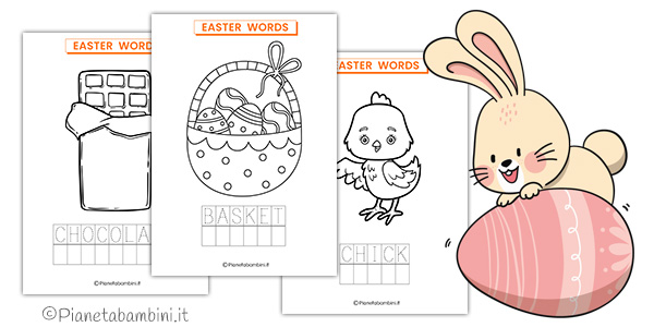 Schede sulle parole di Pasqua in inglese da completare e colorare