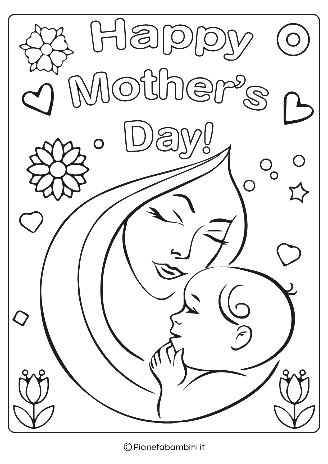 Illustrazione Festa della Mamma da colorare 52