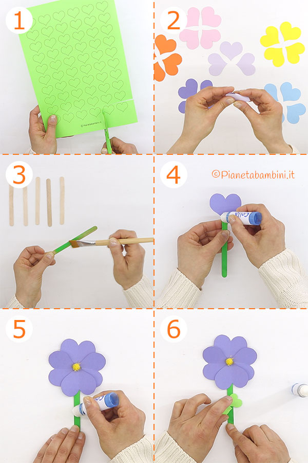 Come creare i fiori con cuori di cartoncino