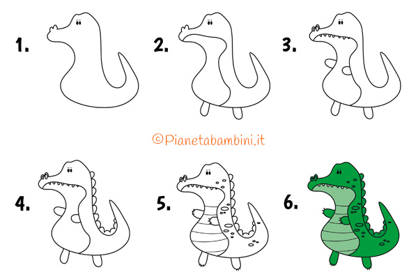 Schema per disegnare un coccodrillo