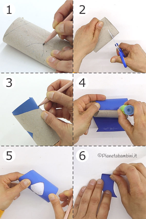 Passaggi per creare uno squalo con rotolo di carta