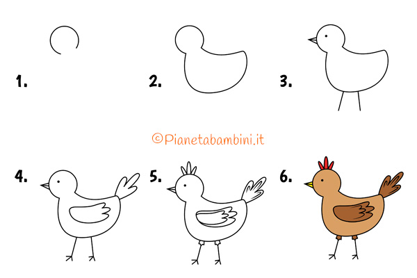 Schema PDF per disegnare una gallina