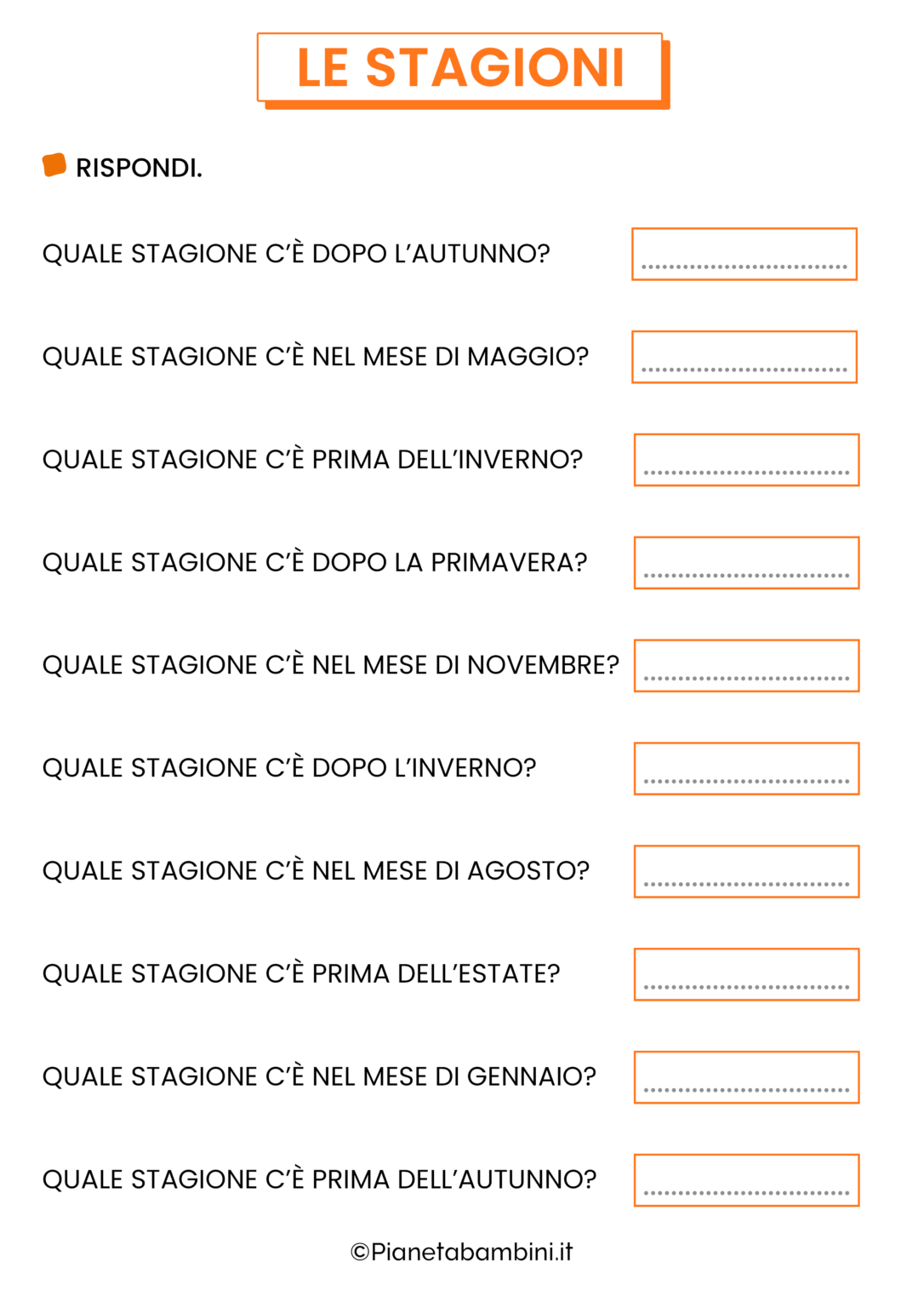 Le Stagioni: Schede Didattiche per la Classe Prima | PianetaBambini.it