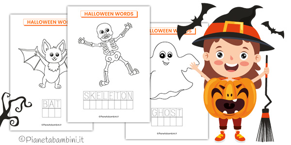 Schede sulle parole di Halloween in inglese da stampare gratis