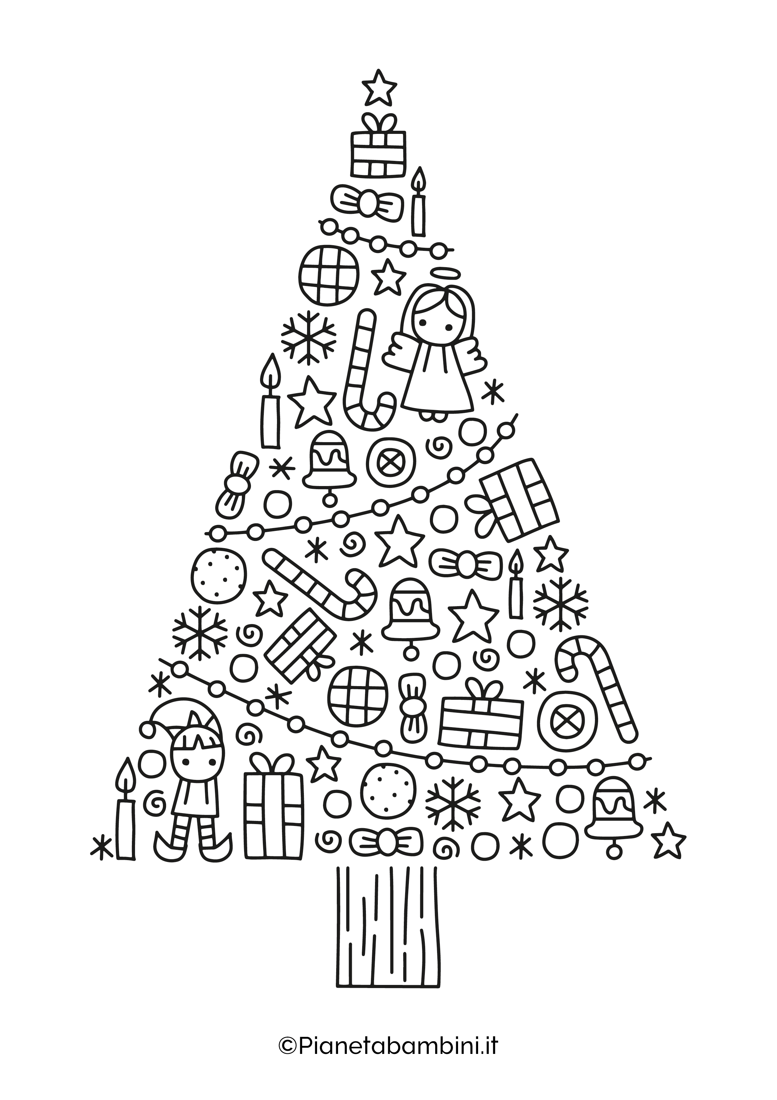 Disegno di albero di Natale da colorare 14