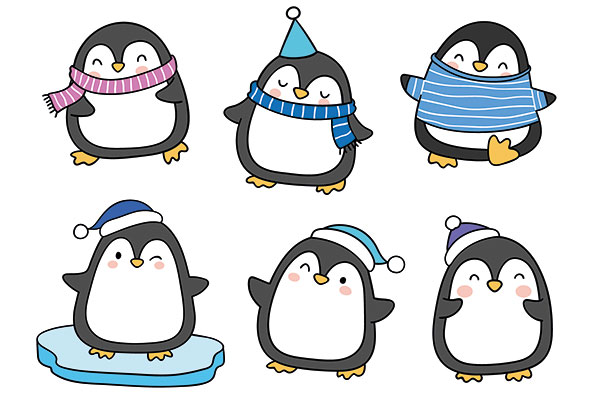 Pinguini invernali da stampare per decorazioni