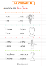Scheda di pregrafismo sulla vocale U in corsivo 3