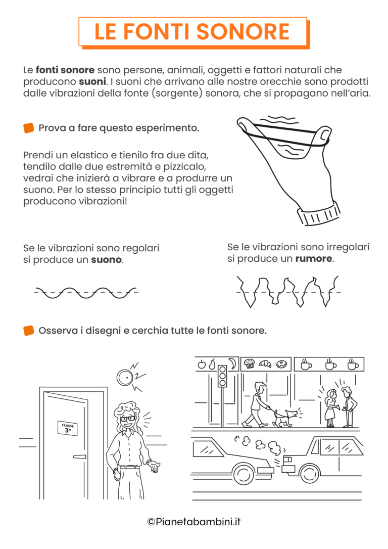 Le Fonti Sonore Schede Didattiche Per Bambini PianetaBambini it