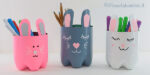 Lavoretto coniglietti portapenne con bottiglie di plastica