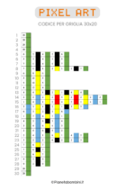 Codice Pixel Art Ape 30x20 da stampare