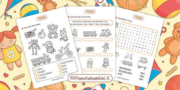 Schede didattiche e flashcard sui giocattoli in inglese per la Scuola Primaria