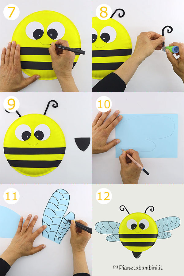 Passaggi per creare l'ape con piatto di carta 2