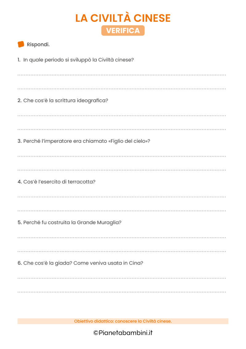La Civiltà Cinese: Schede Didattiche per la Scuola Primaria ...