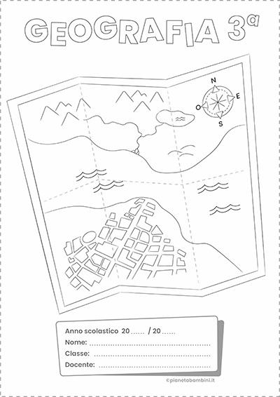 Copertina quaderno di geografia classe terza da stampare