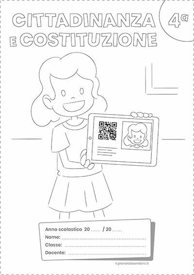 Copertina del quaderno di Cittadinanza e Costituzione per la classe quarta