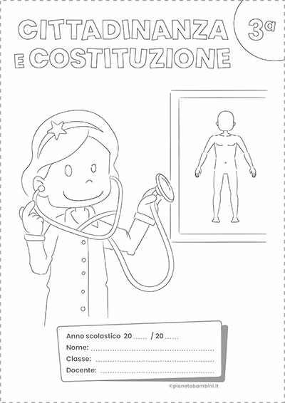 Copertina del quaderno di Cittadinanza e Costituzione per la classe terza