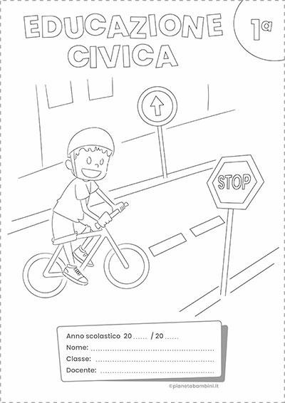 Copertina del quaderno di Educazione Civica per la classe prima