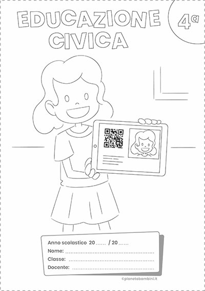 Copertina del quaderno di Educazione Civica per la classe quarta