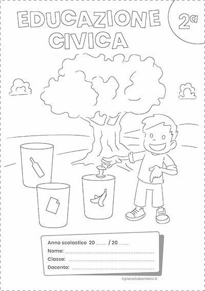 Copertina del quaderno di Educazione Civica per la classe seconda
