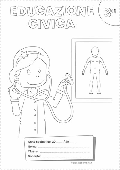 Copertina del quaderno di Educazione Civica per la classe terza