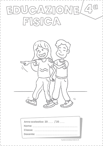 Copertina per il quaderno di Educazione Fisica classe quarta della Scuola Primaria