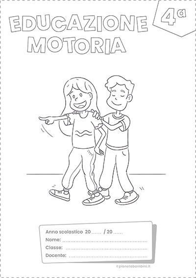 Copertina per il quaderno di Educazione Motoria classe quarta della Scuola Primaria