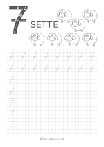 Scheda di pregrafismo sul numero sette in versione grande