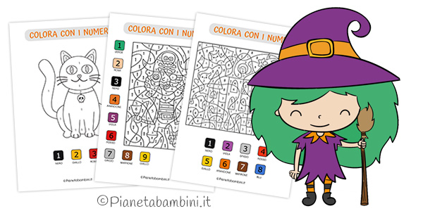 Colora con i numeri di Halloween da stampare