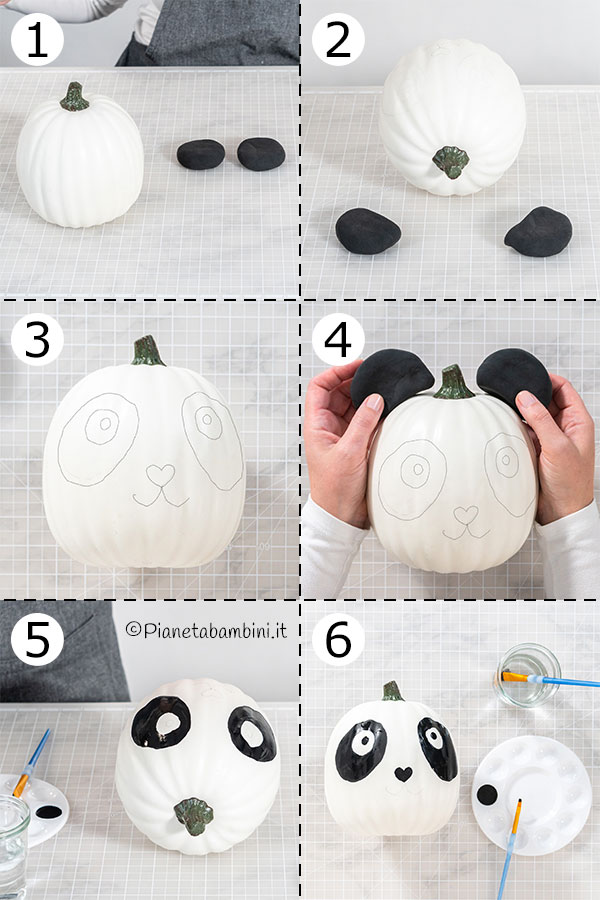 Passaggi per creare la zucca panda di Halloween 1