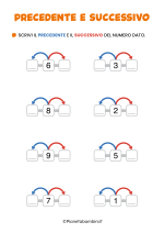 Scheda didattica sul numero precedente e successivo per la classe prima della Scuola Primaria 3/3