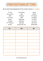 Esercizio sulle preposizioni di tempo in inglese 5